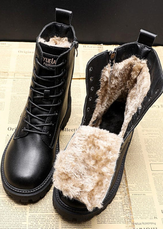 JADA | BLACK LEATHER WINTER BOOTS